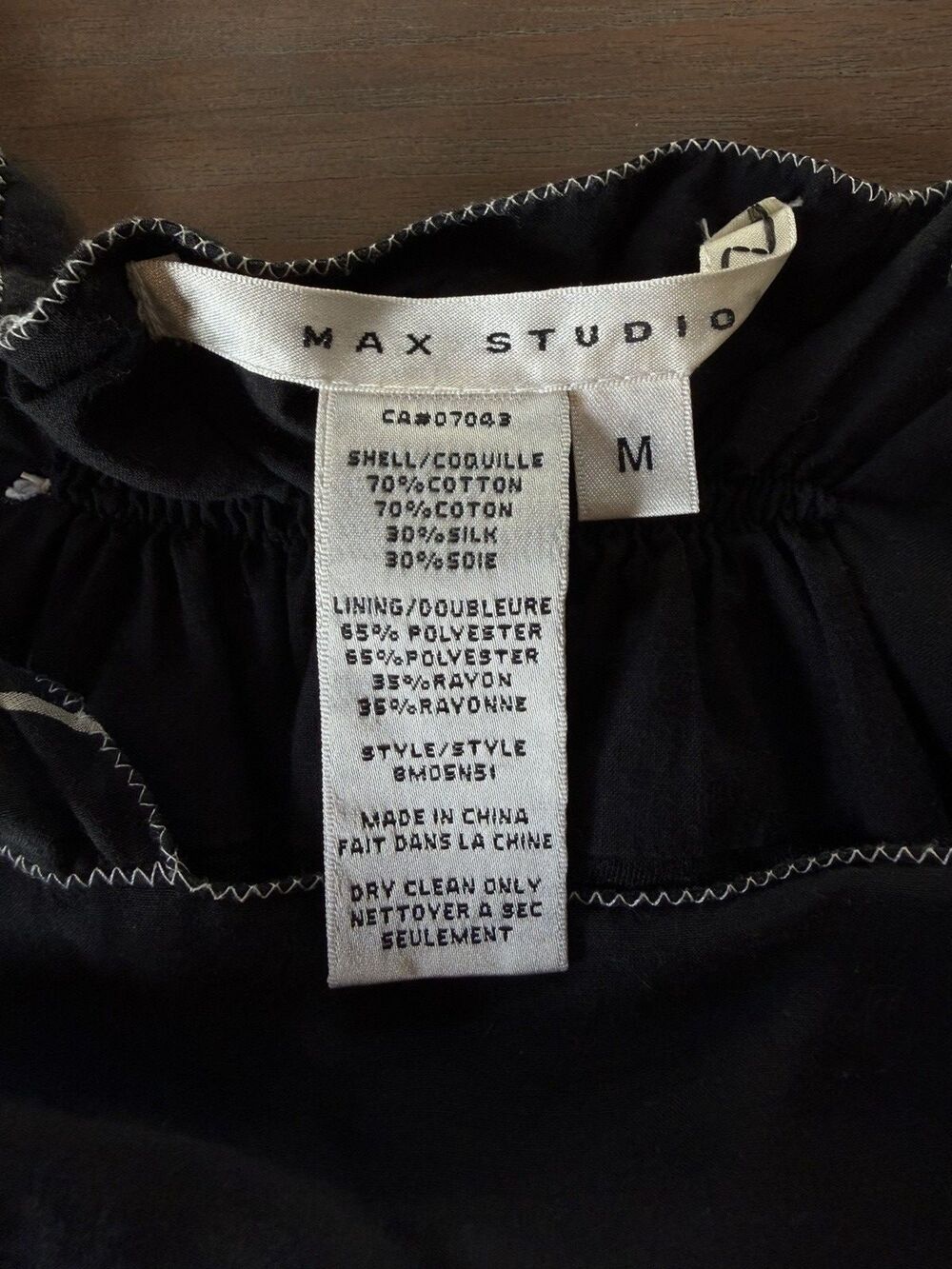 Max Studio Dress Size M Cotton & Silk Black Floral Motif Lined Handkerchief Hem - Picture 3 of 14